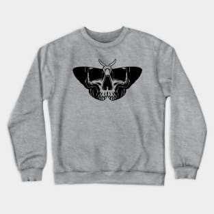 Skull Face Inside Moth Silhouette Halloween Graphic Art Crewneck Sweatshirt